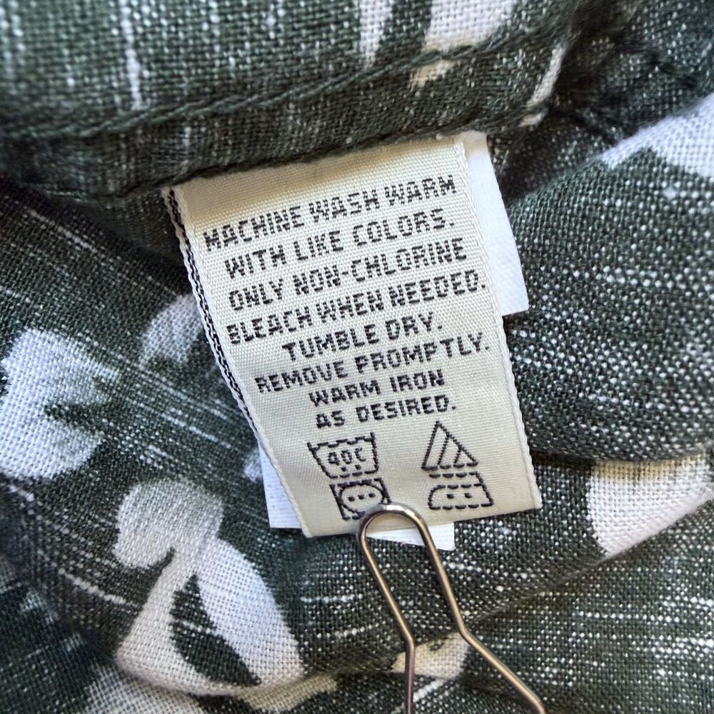 Eddie Bauer Men's Dark Green Tropical Linen-Cotton Blend Button Down Size Large - Picture 3 of 6